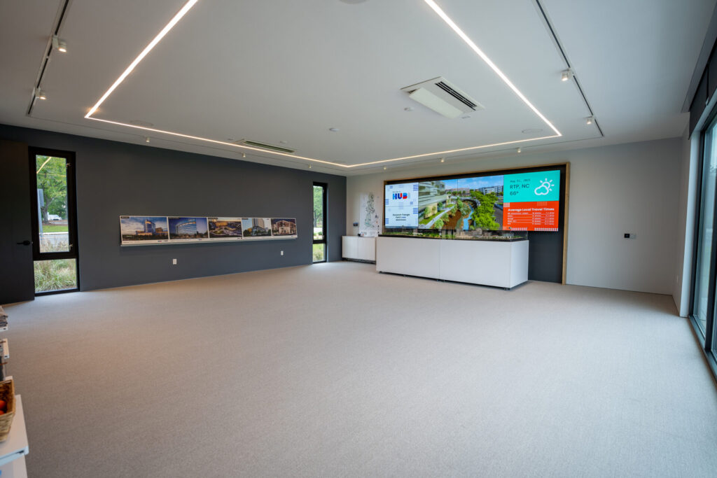 The Hub Experience Center shows off its large space for events and meetings.