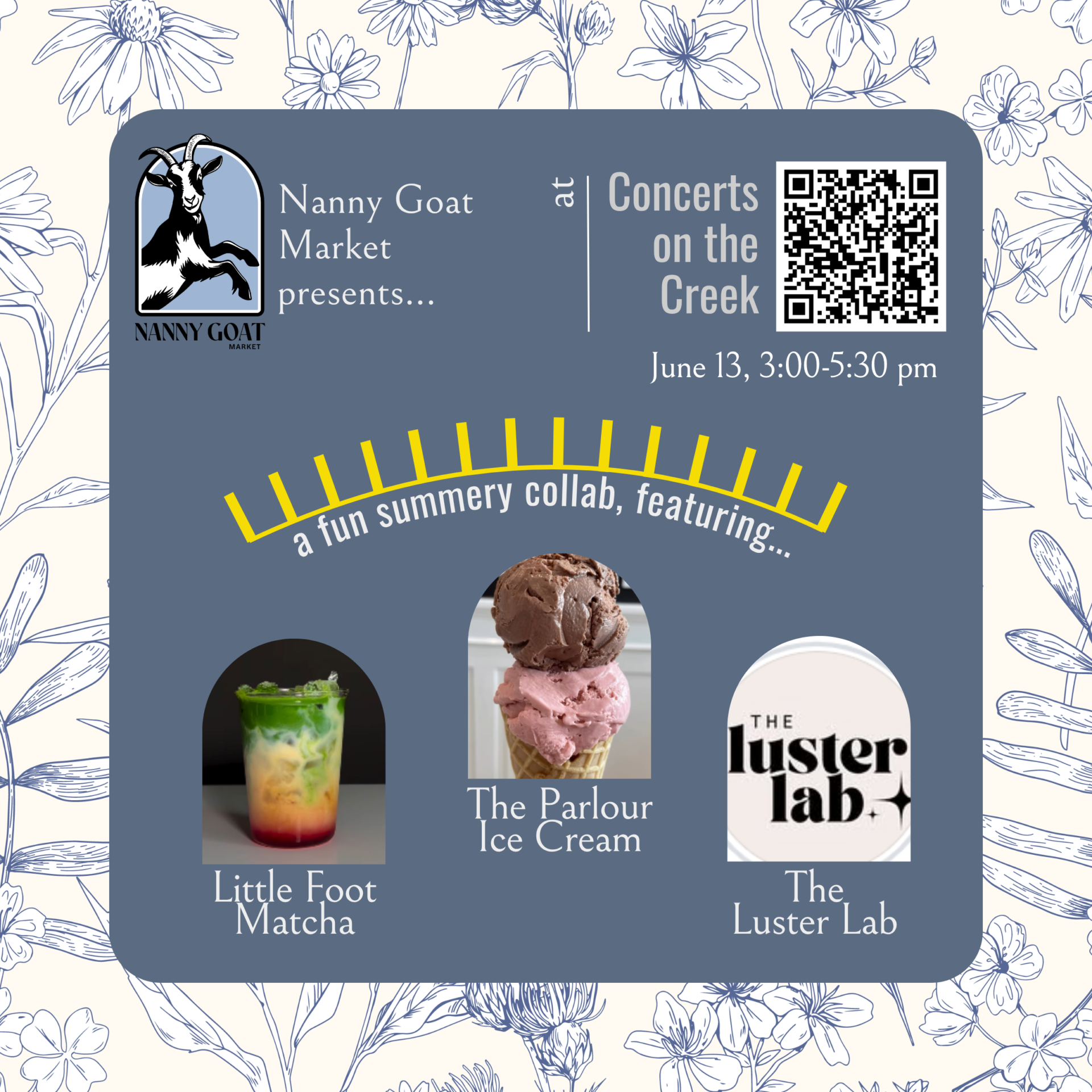 Nanny Goat Market presents: Matcha, Ice Cream and Jewelry Popup at Concerts on the Creek